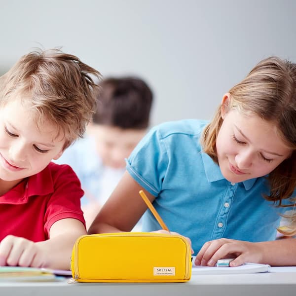 Skoleblyantveske for jenter og gutter, stor blyantveske med 3 rom