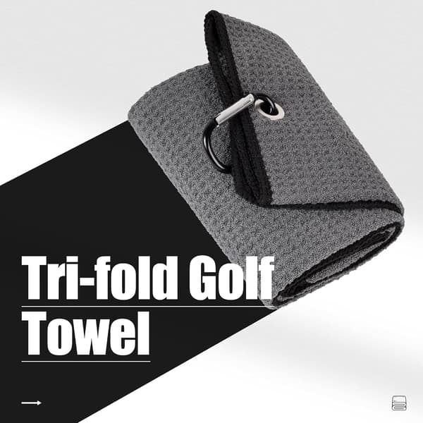 Tri-Fold Golf Håndkle - Premium Mikrofiberstoff - Preget Mønster
