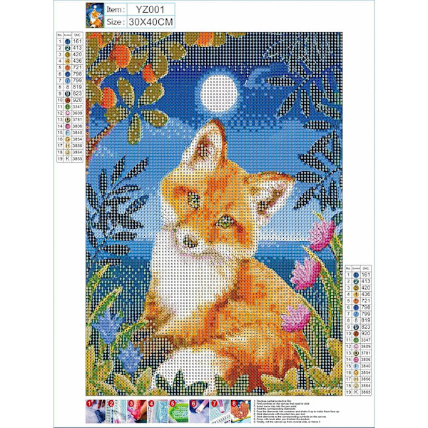 Fox Diamantmaleri Sæt, 5D Fox Diamantkunst Sæt til Voksne Børn