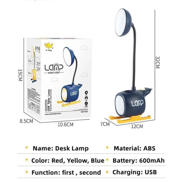 LED skrivebordslampe, tegneserie USB flybriller, skrivebordslampe, studerende d
