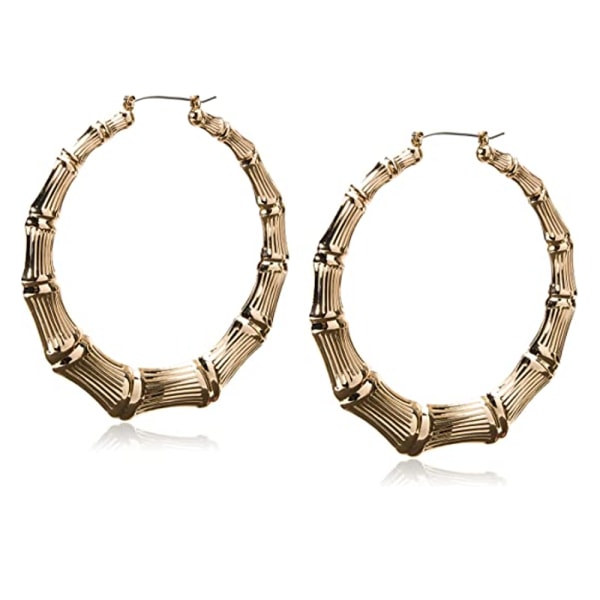 Metal Hoops Damer Bambus Hoops Øreringe, Guld, One Size