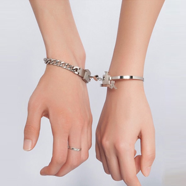 2 PC Locked Titanium Bracelet for Men and Women, Concentric Lock