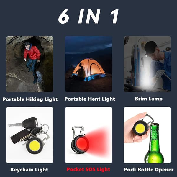 Taskulamppu, 500 lumenin latautuva avaimenperän taskulamppu
