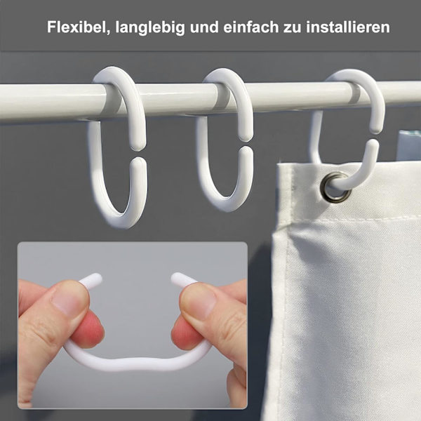Duschdraperiringar klara, 36-pack, transparenta, 4,6 x 2,9 cm