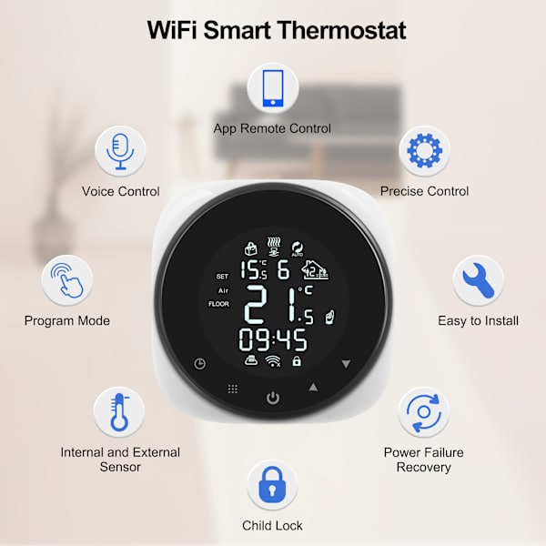 Elektrisk Gulvvarme Termostat Wifi Temperaturregulator Gra