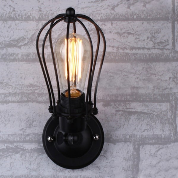 Teolliset kattovalaisimet 20 cm musta metallihäkki, vintage-tyylinen DXGHC