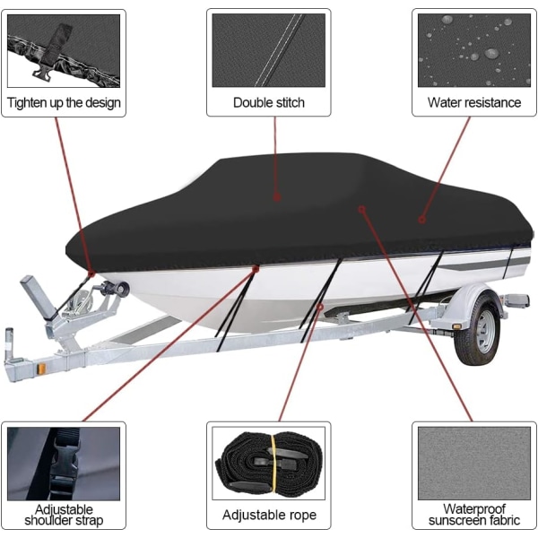 420x270cm Oxford-stoff tilhengerbart 210D-båttrekk, kraftig vanntett UV-marinekvalitet Oxford-stoff passer til V-skrog, TRI-