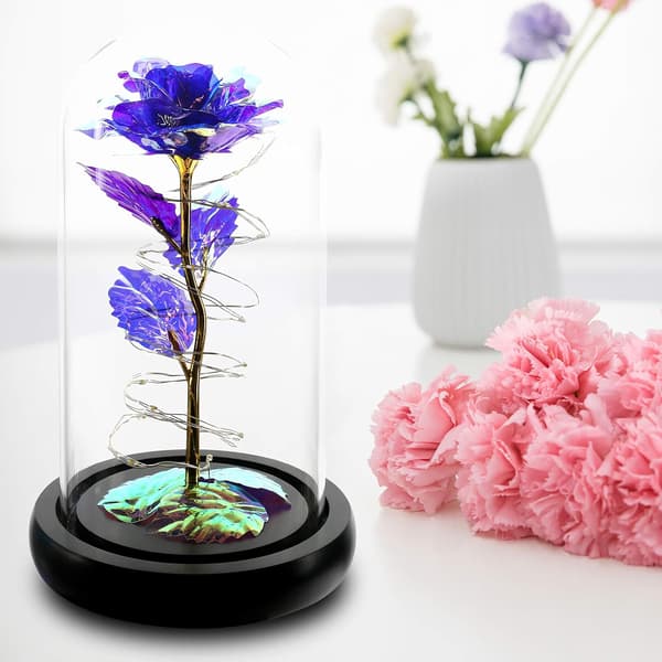 Led Enchanted Galaxy Rose Evig 24k Guldfolie Blomst Med Fe