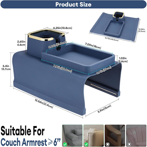 Halksäker Silikon Soffa Koppmuggbricka med Koppmugg, Recliner