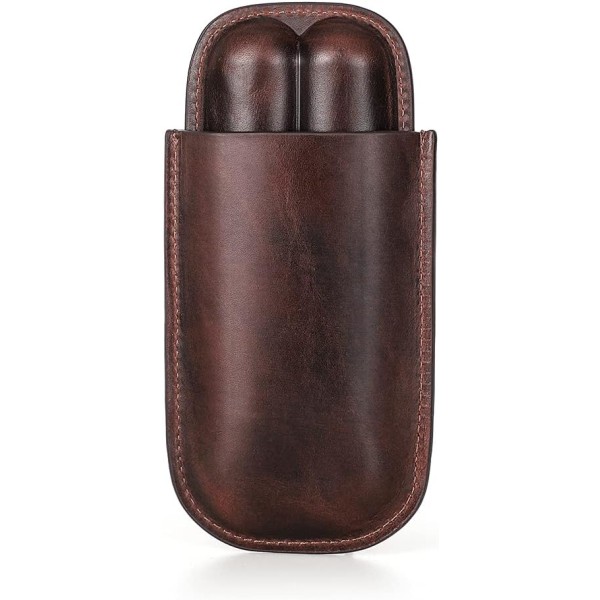 2 Cigarr Case, Cigarr Humidor Case i äkta läder - Portabl
