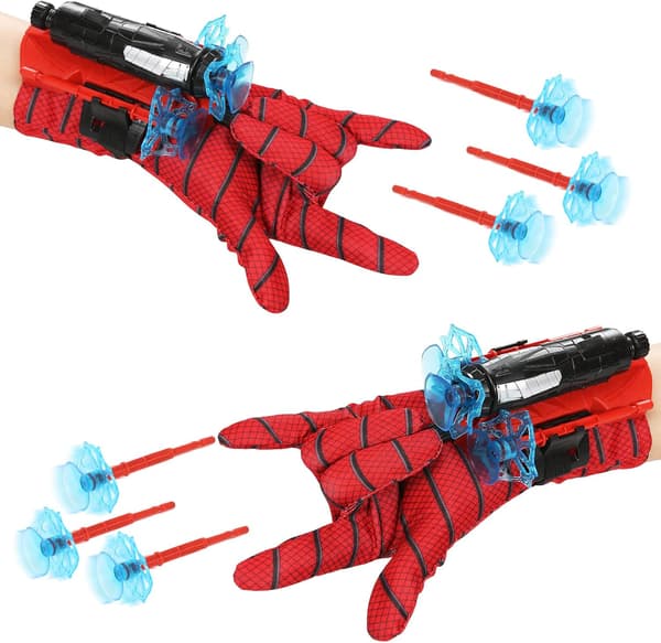 (2 sugkoppar pilar) Spiderman Spindelnätsskytt Spider Glo DXGHC