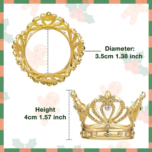 Gull Serviettringer Sett med 6 - Krone Rhinestone Juleringe