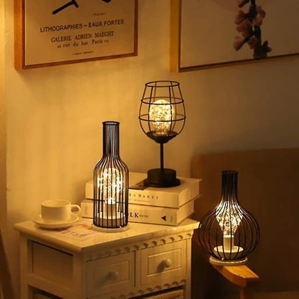 Bordlampe lavet af moderne sort jernwire - Bur-stil DXGHC