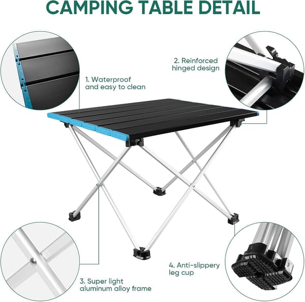 Camping Foldbart Bord, Bærbar Ultralet Aluminium Legering