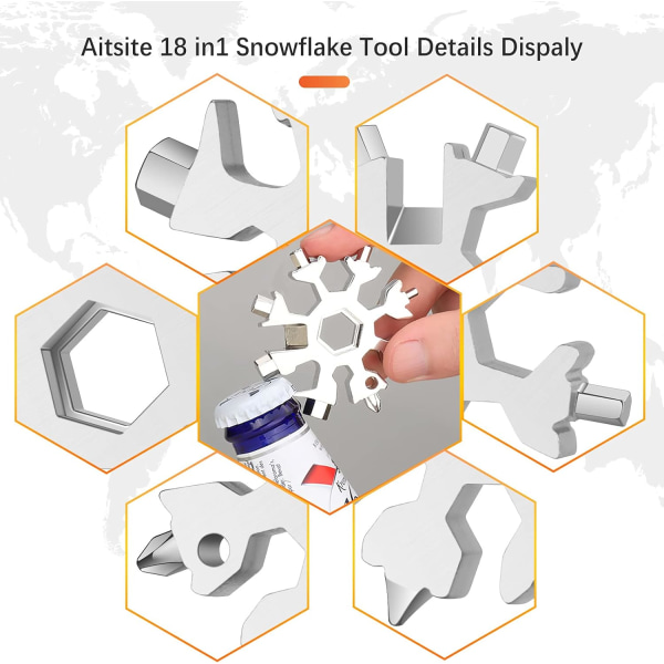 Snowflake Multi-Tool 18 i 1 Bärbar Rostfritt Stål Allsmäktig Till