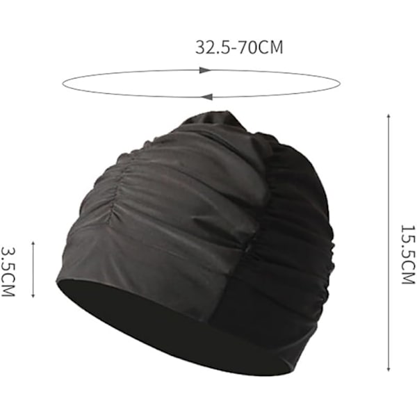 Dame plissert svømmehette Dame svømmehette Langt hår svømmehette Super elastisk badehette Strand surfehette Komfortabel