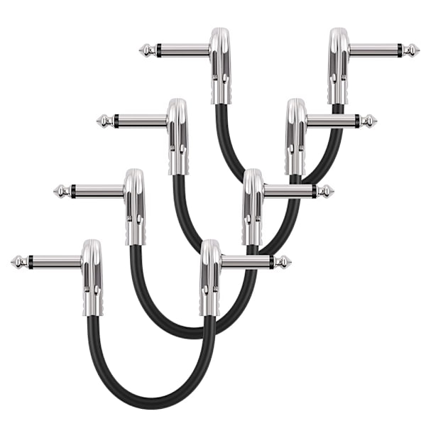 Guitar Patch Kabel 15cm 4-pak Retvinklet Flad Patchledning 6.35mm