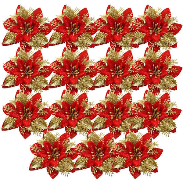 15 Stykker Kunstige Jule-Juleblomster Julepynt Ar