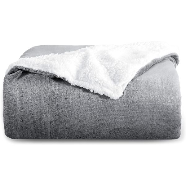 Sofa Pude Fleece Tæppe - 130x160 Grå Sofa Pude, Sherpa B
