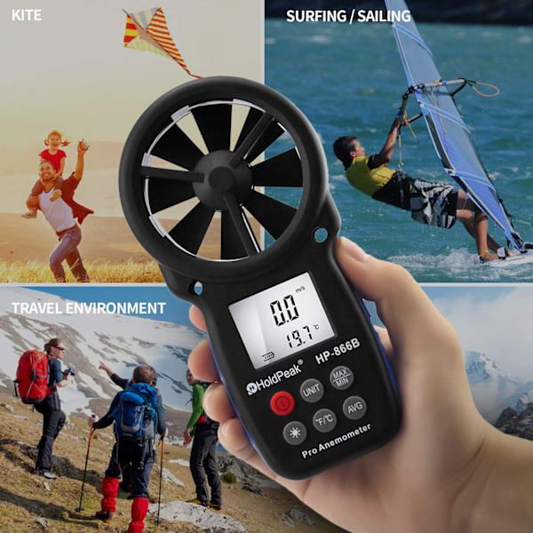 866B Digital Anemometer Handhållen Vindhastighetsmätare för Mätning av W