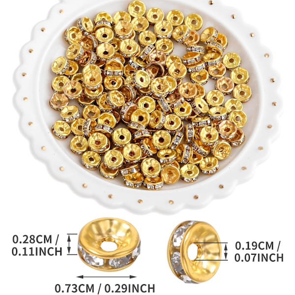 200 stk. 8 mm flade runde afstandsperler, glitrende krystalperler, DXGHC