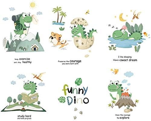 Veggdekor for gutter, morsom dinosaur engelsk veggdekor, barnerom