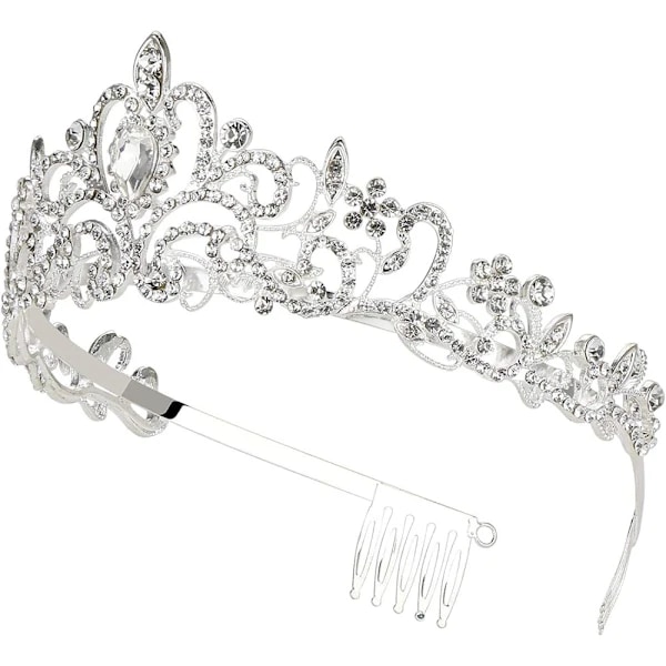 Makone tiara krystalkrone med rhinstenskam til brudekrone, bryllup, bal, skønhedskonkurrence, prinsessefester, bryllupstiara, ti
