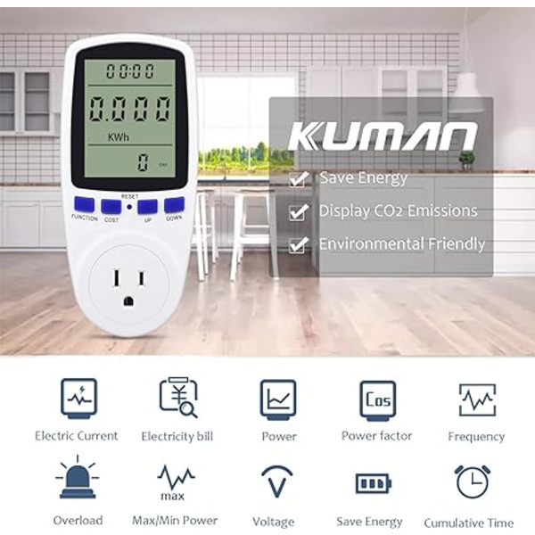 1 Stycke KW47-US Elförbrukning Övervakningsplugg Effekt Watt Volt
