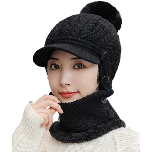 Damer Enkelt Slouchy Fleece Beanie Hat Halsklæde Maske Varmt Vinter