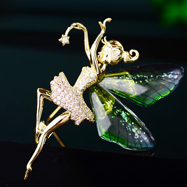Fjärilsbrosch med älva, elegant sländvingar, kreativ klädaccessoar