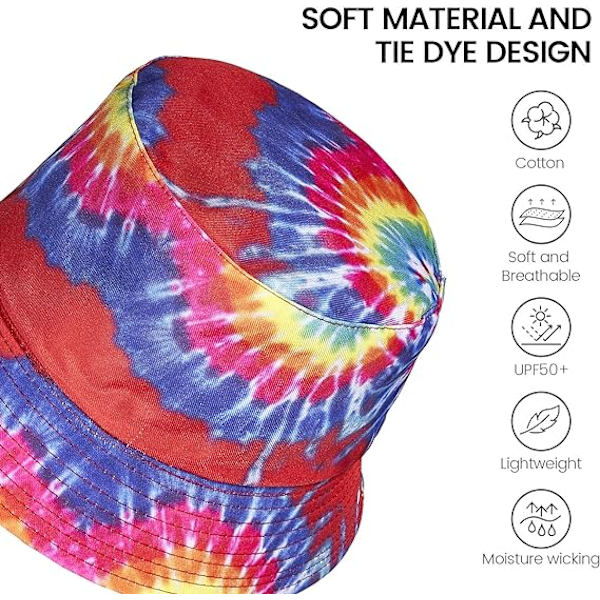 Käännettävä Tie Dye -ämpärihattu naisille, ulkokäyttöön, rantahattu DXGHC