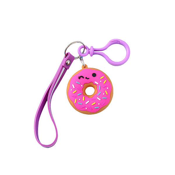 Tegneserie Donut Nøglering Bilnøglekæde Vedhæng PVC Blød Plastik Pen