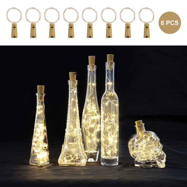 8 Pack With Bottle Lights, 1m 10 Led Cork Light For Wine Bottles,