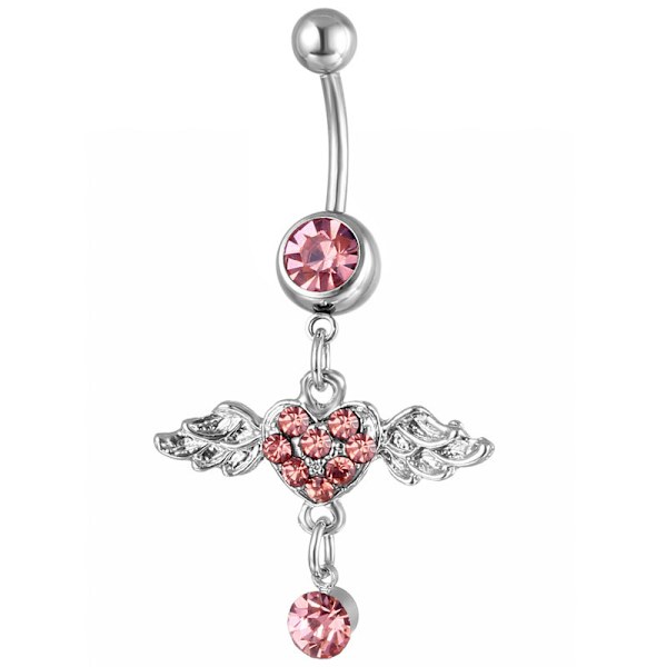4 stycken piercing smycken med diamant ängelvingar, navelpiercing