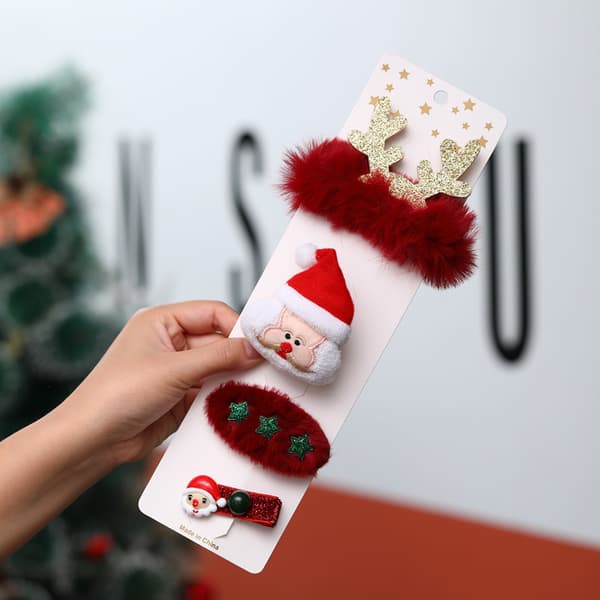 3 set med älg-julgrans hårklämmor, kreativ jul