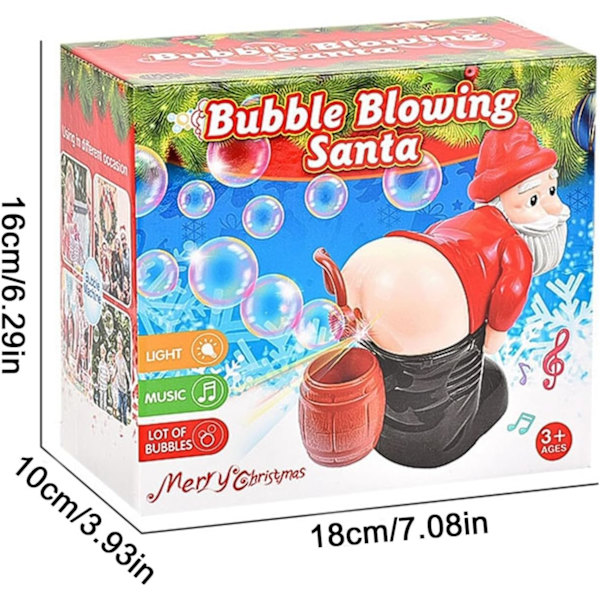 Jultomte-Bubbelblåsare Leksaksdekorationer, Rolig Jultomte Automatisk Rapbubbelmaskin med Blinkande Ljus & Musik, Jul