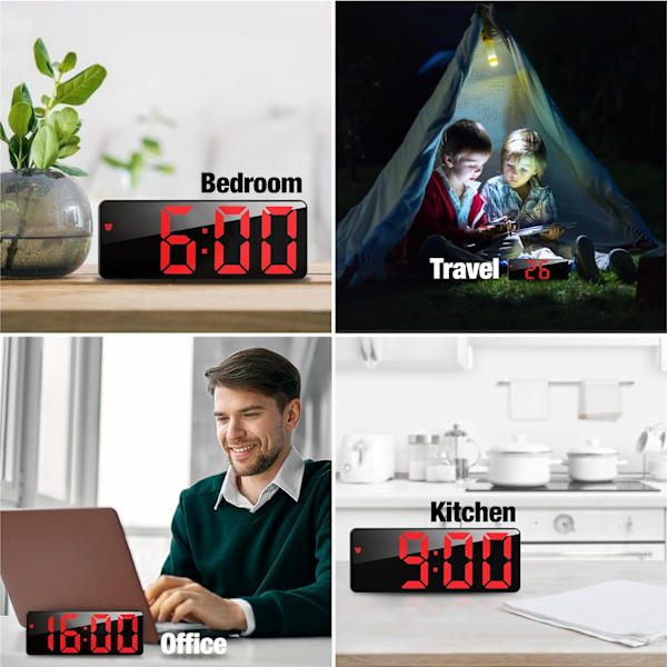 Digital väckarklocka, 6,7 tum LED-digital klocka sängbord väckarklocka DXGHC