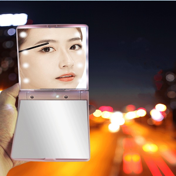 Kosmetisk Spejl Med LED-Lys, Glas Foldbart Makeup Spejl Til