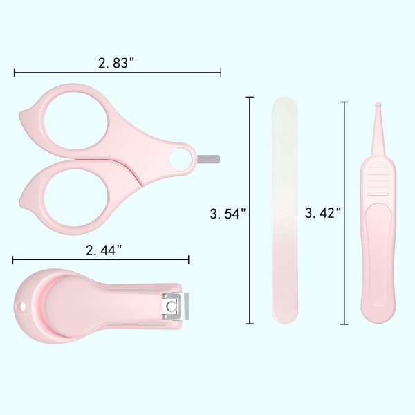 Baby Neglesett, 4-i-1 Baby Neglepleie Sett med Søt Etui, Baby Negle