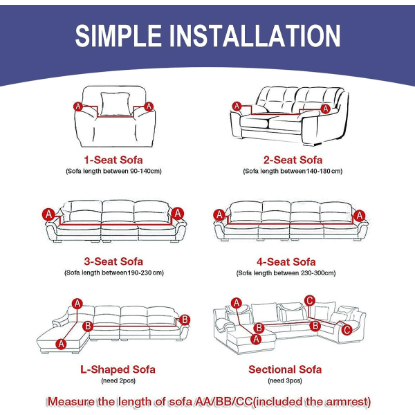 3-seters Stretch Sofa Trekk med 1 Putetrekk, Sofa Trekk (3 Se