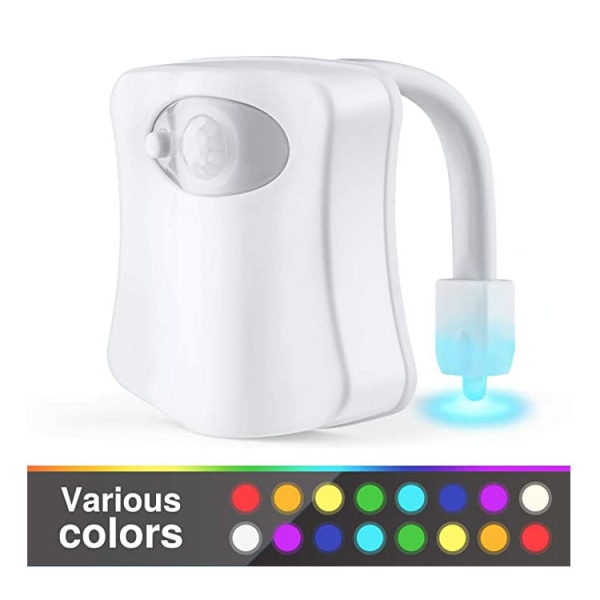 16 färger toalettlampa LED människokroppen känner av litet nattljus till