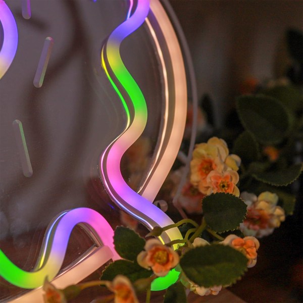 Donuts LED Neon väggdekoration, dimbara 3D Art Creative Lights