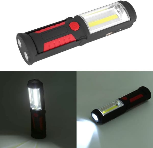 Latautuva LED-työvalo (punainen) magneettisella taskulampulla