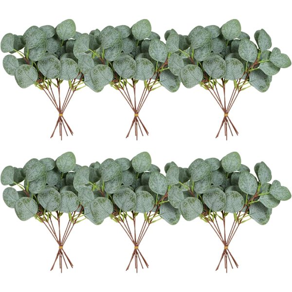 40 Stykker Kunstige Eucalyptus Grene Sølv Dollar Eu