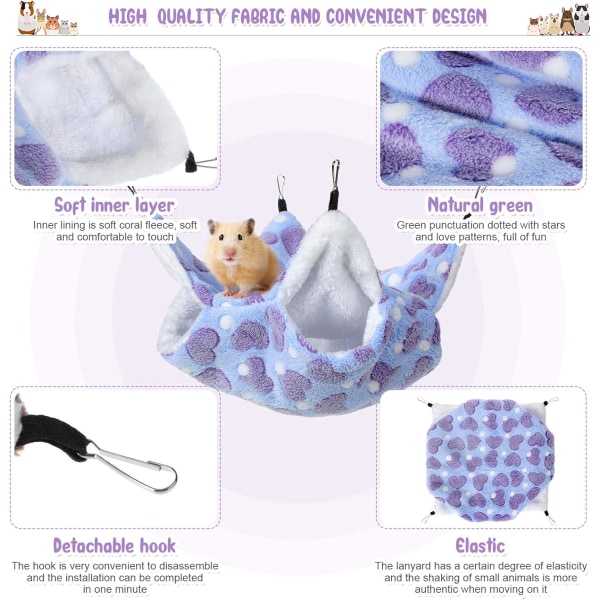 Hammock för råttor, dubbellager, liten djurbur, hamster, DXGHC