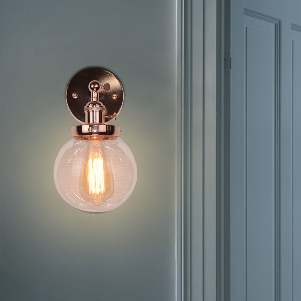 Antikt Industriellt Vägglampa Globe Vägglampa - Roséguld