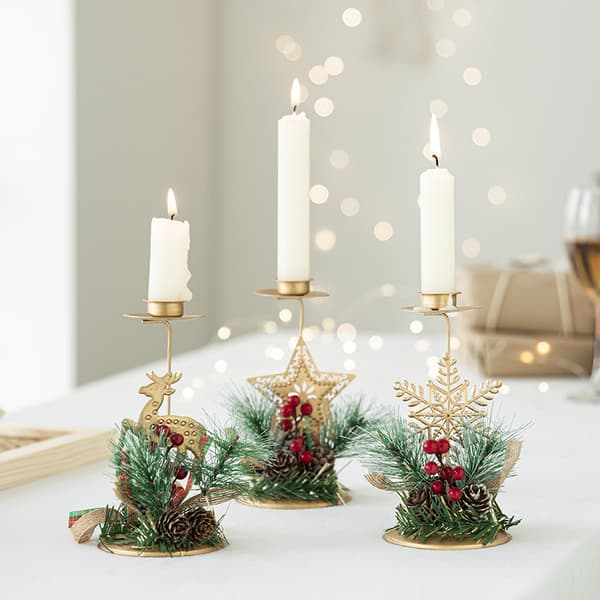 15CM Julelysstake i gulljern, juleborddekorasjon