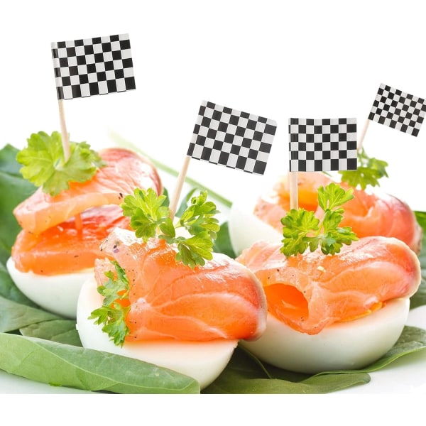 24 Sjakkbrett Racing Flagg Party Kake Tannpirker Flagg Flagg T