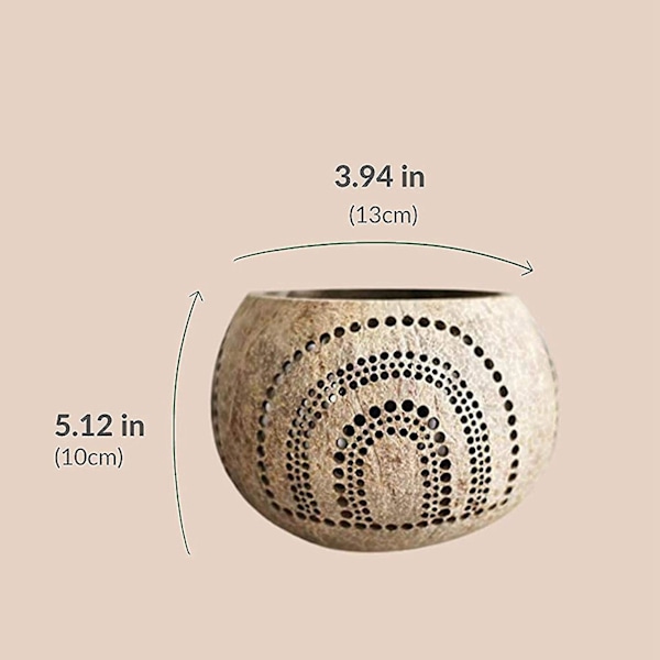 Coconut Shell Wood ljushållare (set med 3) med Coconut Sce DXGHC