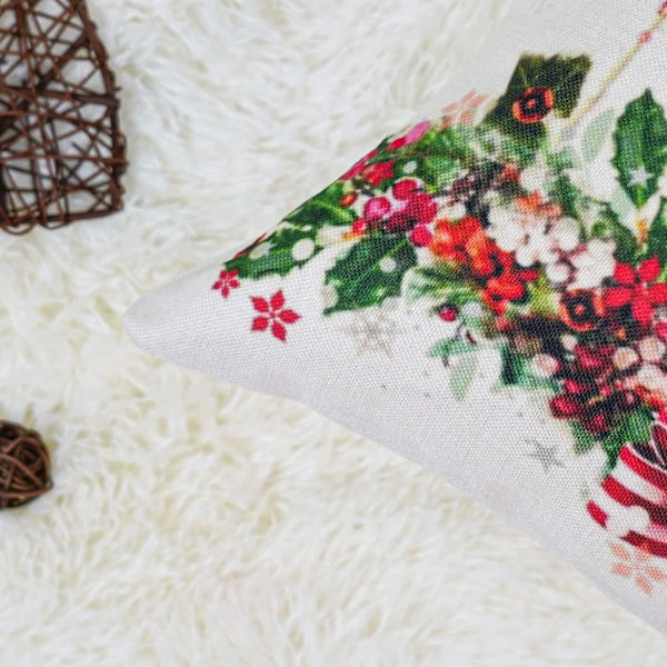 Set med 4 Kuddfodral Jul Retro Strump Sika Rådjur Mönster Dekorativ Soffa Kuddfodral Dekoration för Sovrum, Soffa,